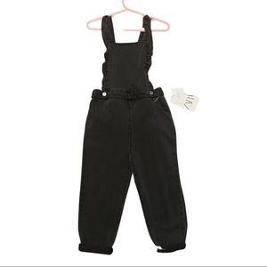 Zara Black Ruffle Overalls NWT